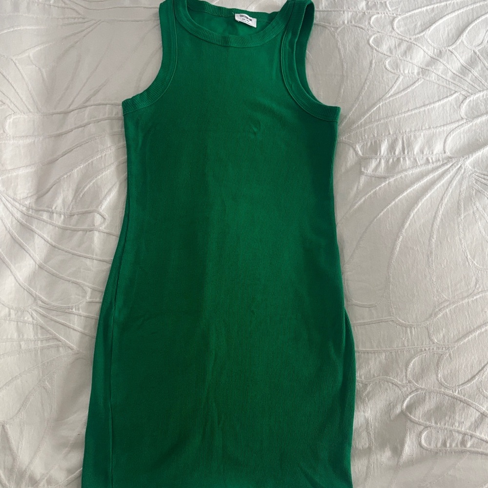 Cotton On Emerald Green Ribbed Tank Midi Dress